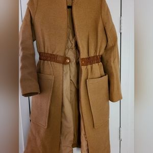 SEE BY CHOLE Slim Camel Coat with Leather Belt